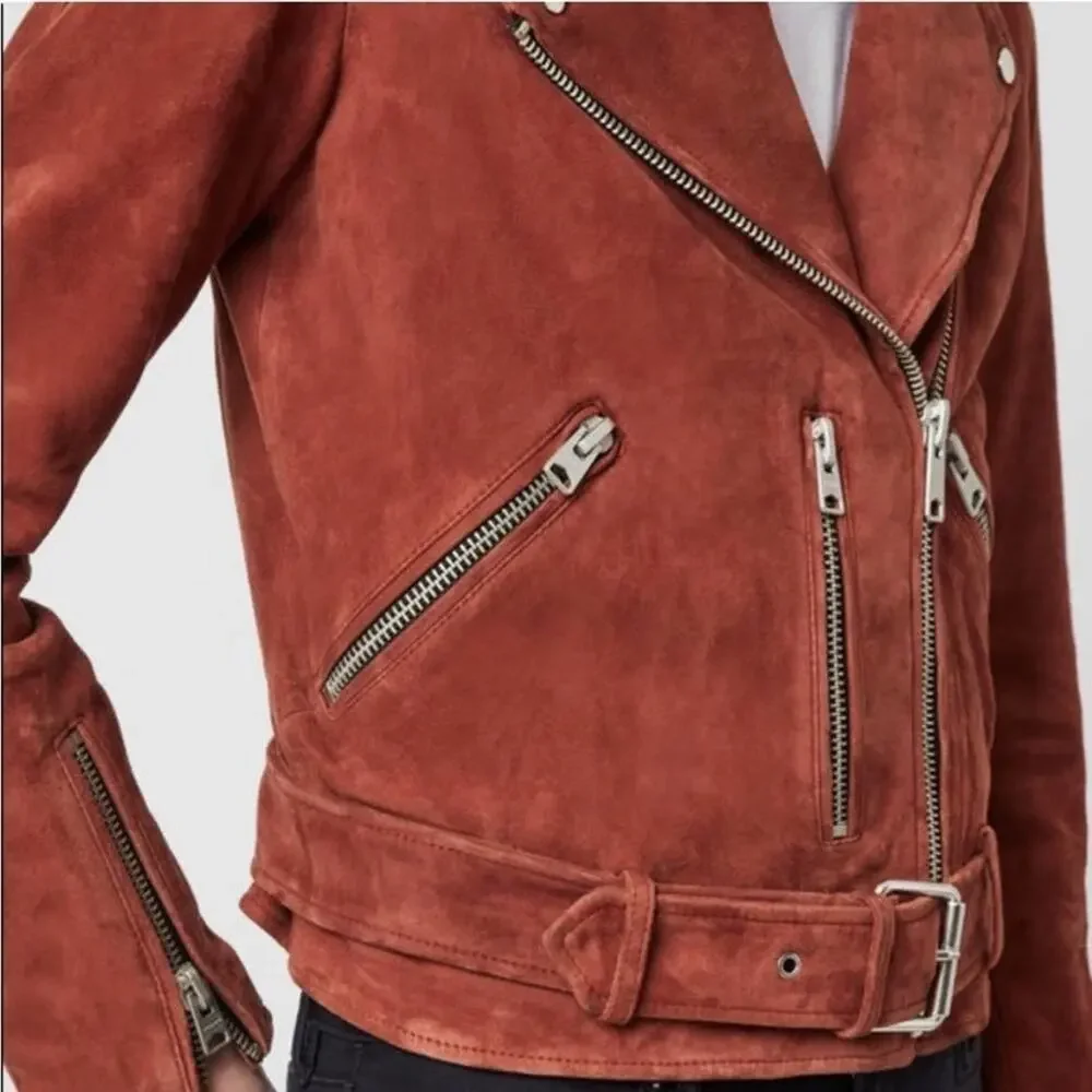 ALLSAINTS Balfern Suede Biker Jacket - Picture 4 of 15